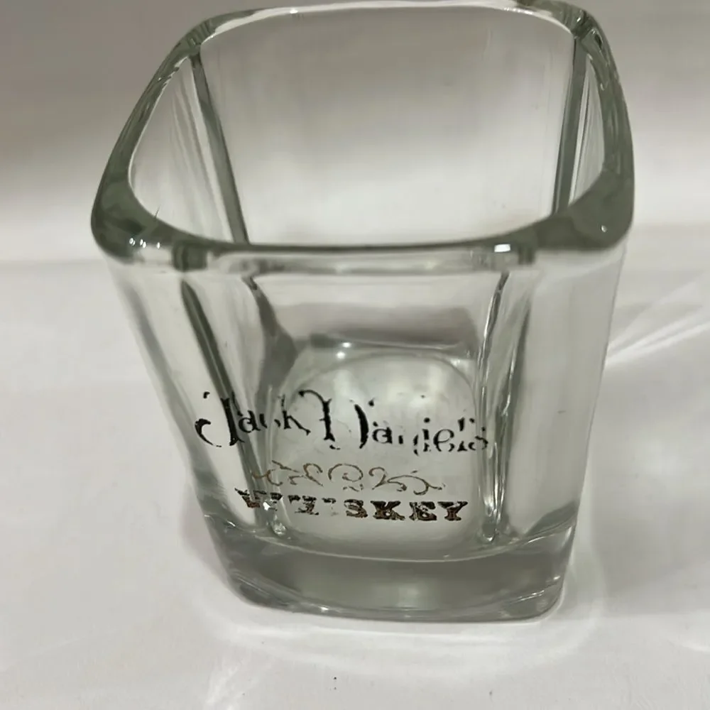 Jack Daniels Clear Rocks Bar Whiskey Glass 8 Oz 3 1/2 In Tall 3 In Square Top